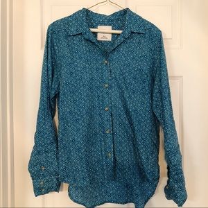 American Eagle Button Down Blouse - blue pattern